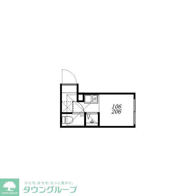 ハーモニーテラス日ノ出町IV(ワンルーム/1階)の間取り写真