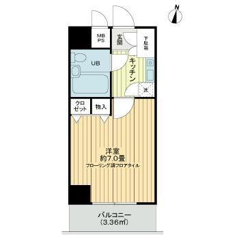 ライオンズシティ浦和常盤(1K/2階)の間取り写真