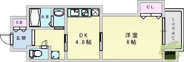 グレースTM(1DK/4階)の間取り写真