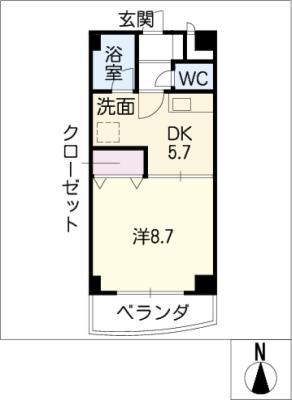 カイラーサ(1DK/4階)の間取り写真
