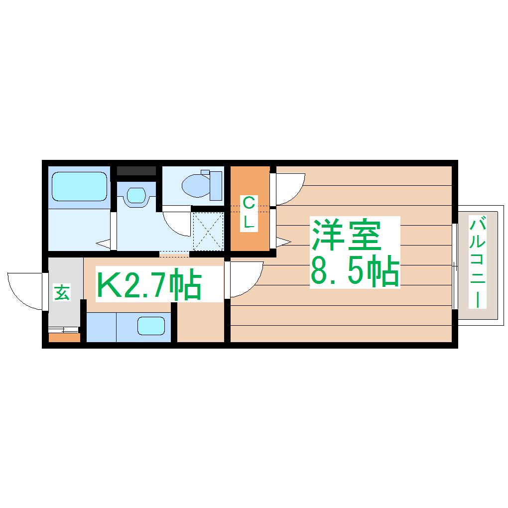 サンライト大和町(1K/1階)の間取り写真