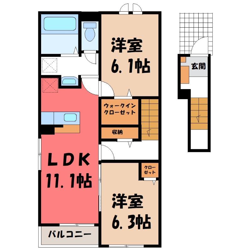 エスペランサ(2LDK/2階)の間取り写真