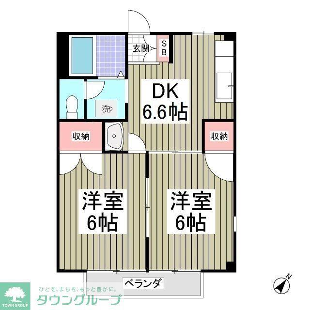 グリーンハイツA(2DK/1階)の間取り写真