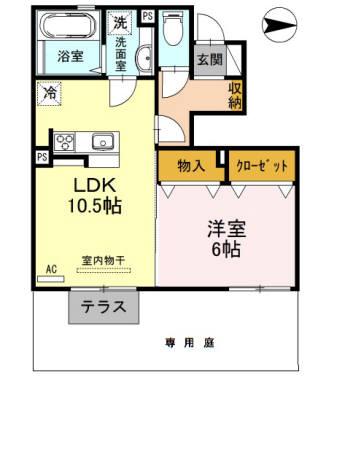 YS COURT 横田(1LDK/1階)の間取り写真