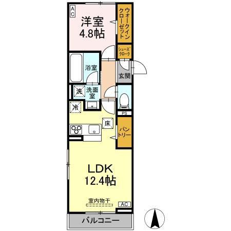 サニーハイツ コバリ(1LDK/1階)の間取り写真