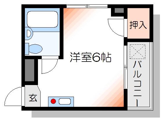 福西ビル(ワンルーム/2階)の間取り写真
