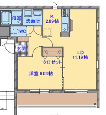 エクシード二ツ木B(1LDK/1階)の間取り写真