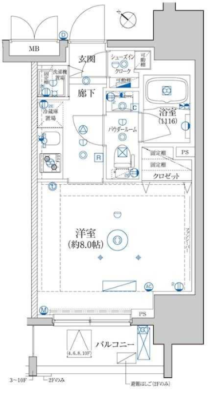レアライズ押上II(1K/9階)の間取り写真