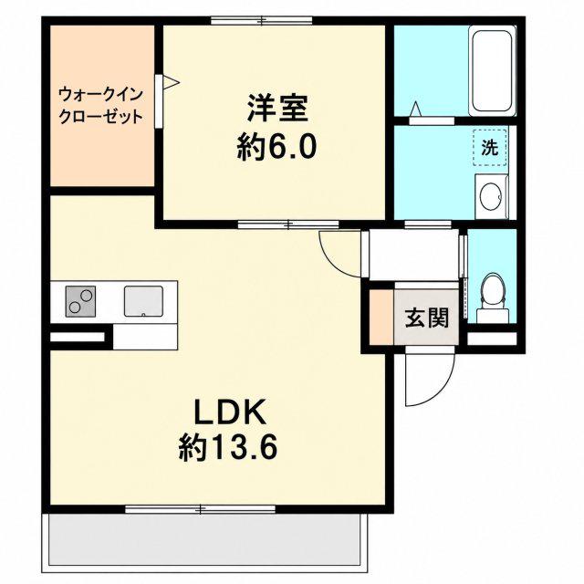 ミューズ南王子(1LDK/2階)の間取り写真