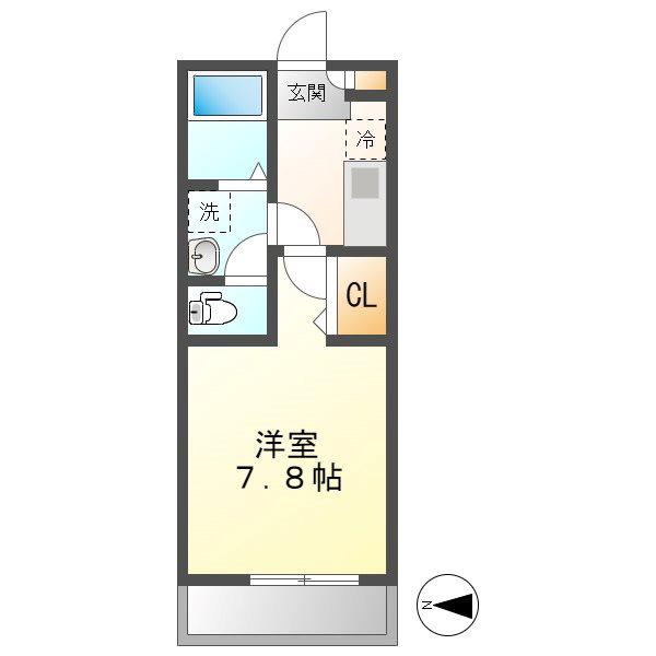 クレフラスト野並B棟(1K/1階)の間取り写真