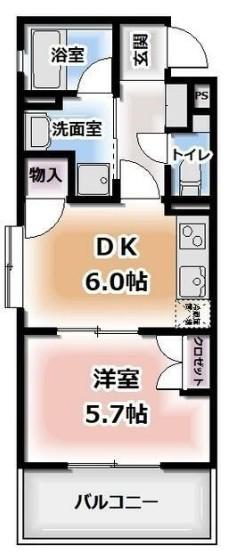 タウンコート人宿町(1DK/6階)の間取り写真
