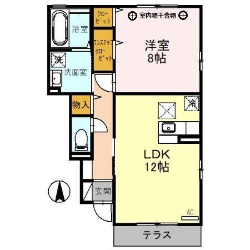 PRIMO(1LDK/1階)の間取り写真