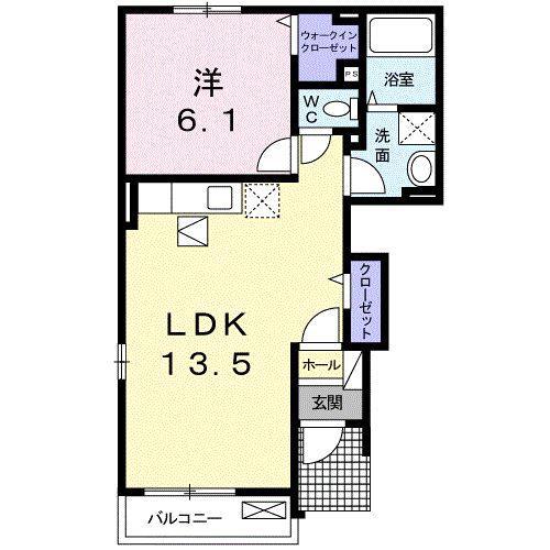 ベル・メゾン鶴市A(1LDK/1階)の間取り写真