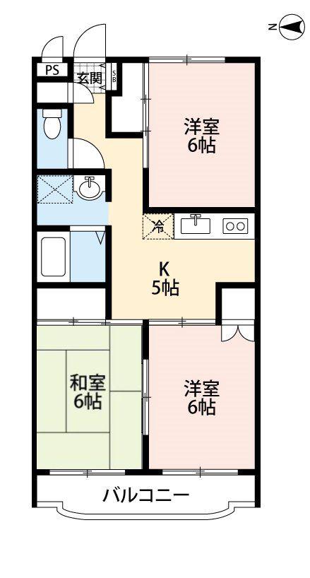 キャンベル30(3DK/3階)の間取り写真