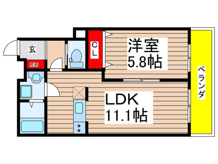 ミリアビタ稲毛(1LDK/3階)の間取り写真