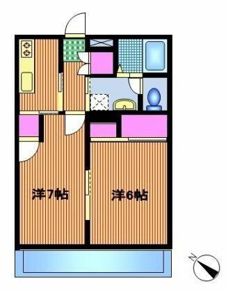 杉崎コーポラス(2K/2階)の間取り写真