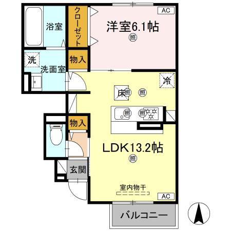 BENEII(1LDK/1階)の間取り写真