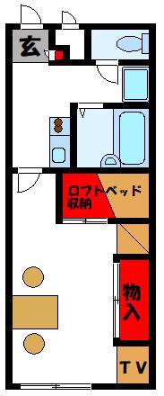 レオパレス長者原(1K/1階)の間取り写真