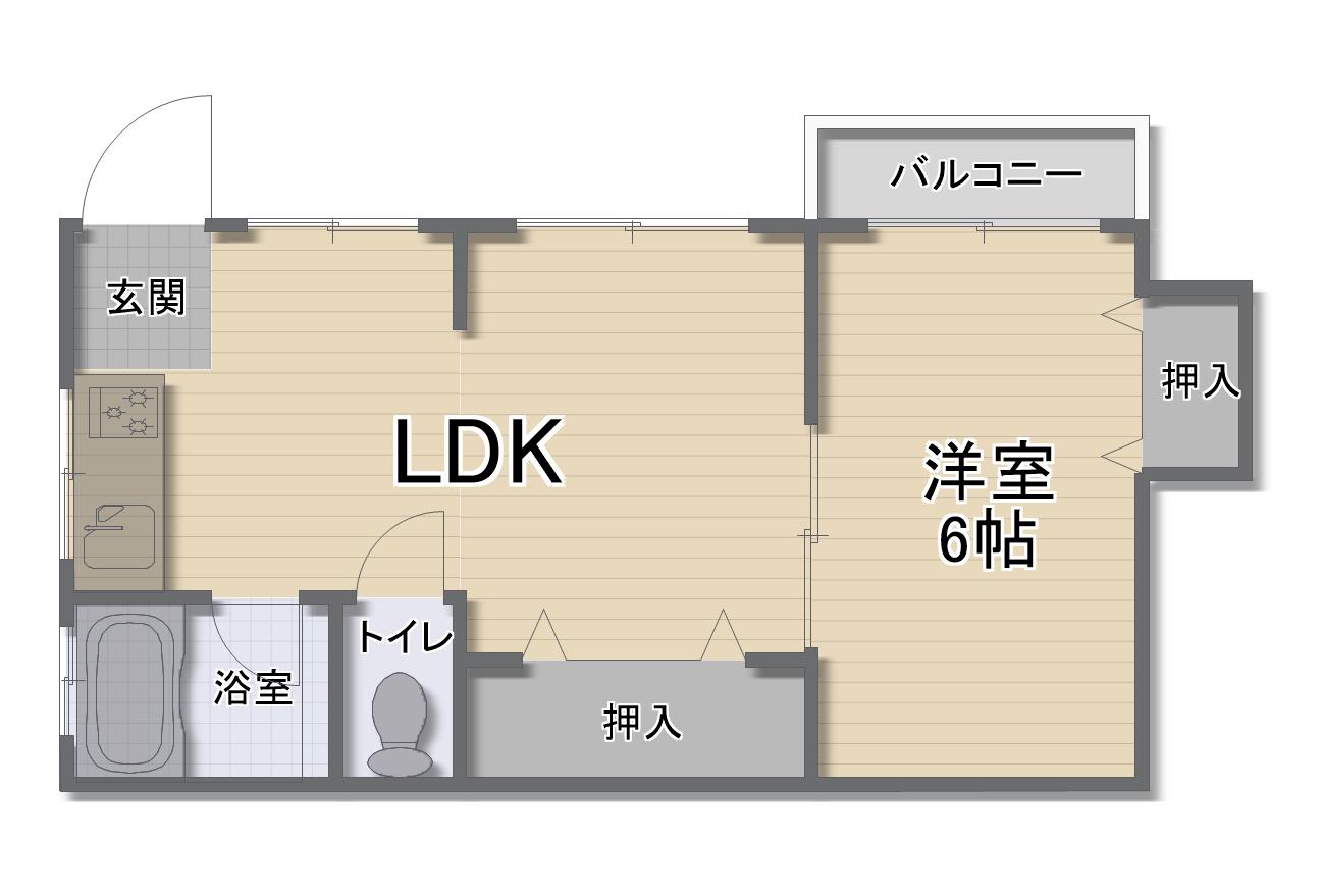 山本コーポ(1LDK/1階)の間取り写真