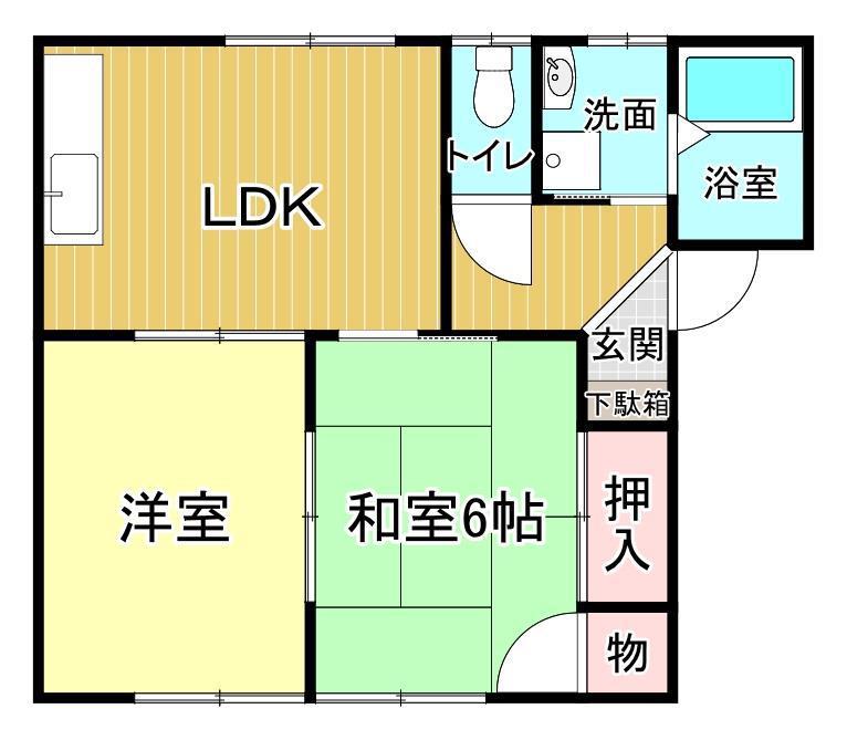 サンフォーレ宗像A棟(2LDK/1階)の間取り写真