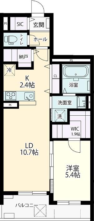 FIERTE (1LDK/3階)の間取り写真