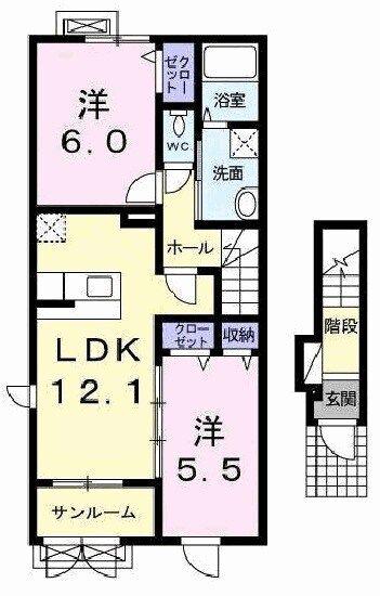 ジェルメSAKAIサウス(2LDK/2階)の間取り写真