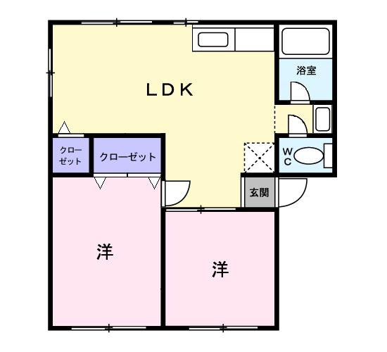 メゾンきんごろーB棟(2LDK/1階)の間取り写真