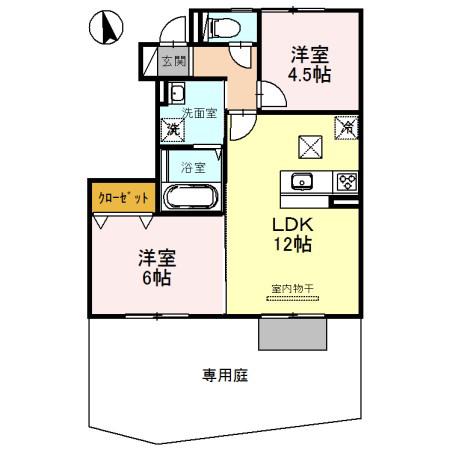セントラルグレイスC(2LDK/1階)の間取り写真