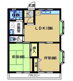 サングレースII(2LDK/2階)の間取り写真