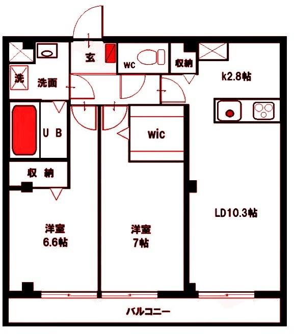 ADVANCE都筑(2LDK/1階)の間取り写真
