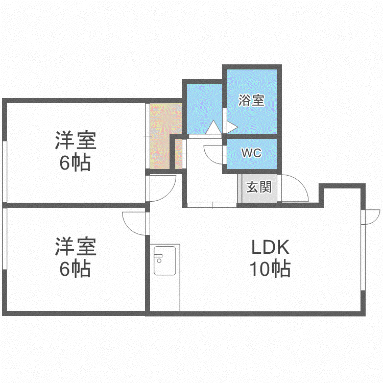 ホワイトヴァーチI (2LDK/3階)の間取り写真