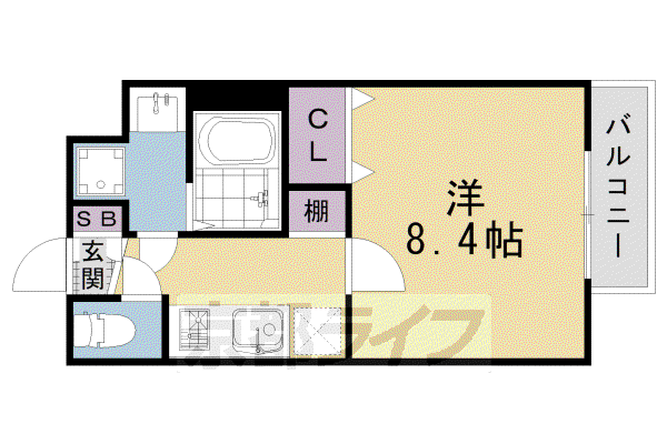 プレサンス京都洛南(1K/5階)の間取り写真
