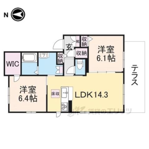 シャーメゾン二上(2LDK/1階)の間取り写真