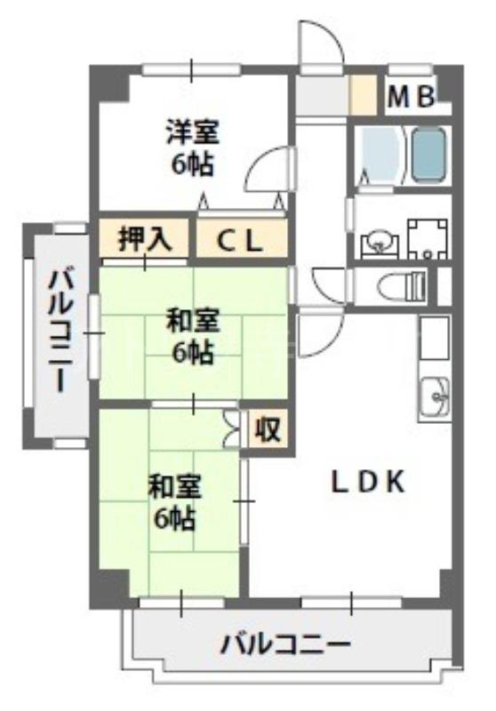 メゾン都(3LDK/2階)の間取り写真