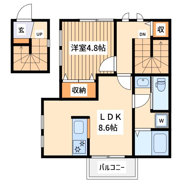 ネクスト-ワイ(1LDK/2階)の間取り写真