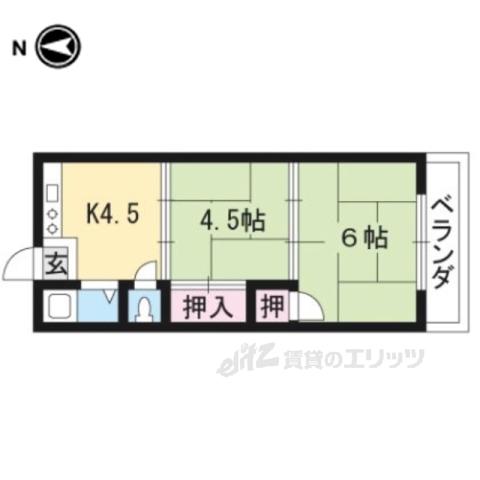 コーポ宝(2K/2階)の間取り写真