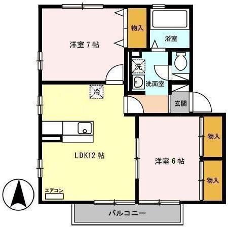 エトワールK II(2LDK/2階)の間取り写真