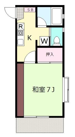 オーチャードハウスII(1K/1階)の間取り写真