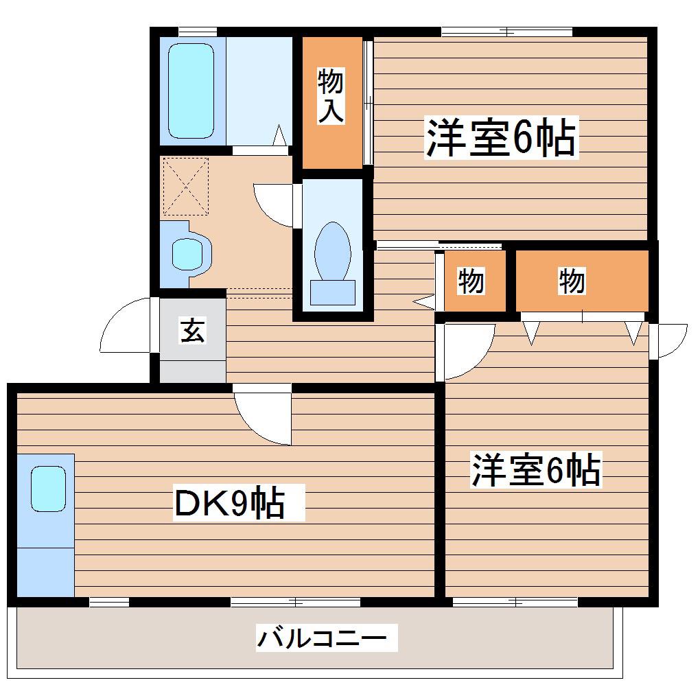 ハイカムール八乙女ST I(2DK/3階)の間取り写真