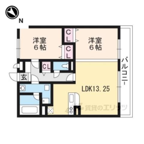 クレストブルー(2LDK/2階)の間取り写真