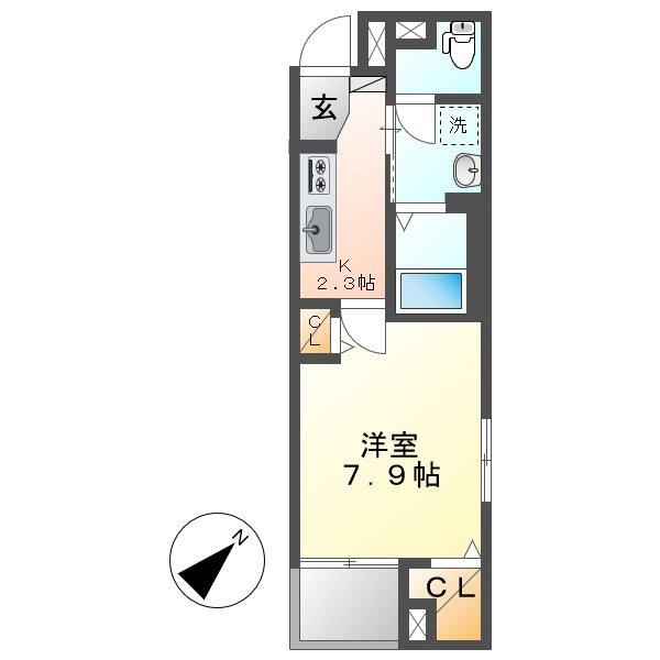 SUN16浜町(1K/5階)の間取り写真
