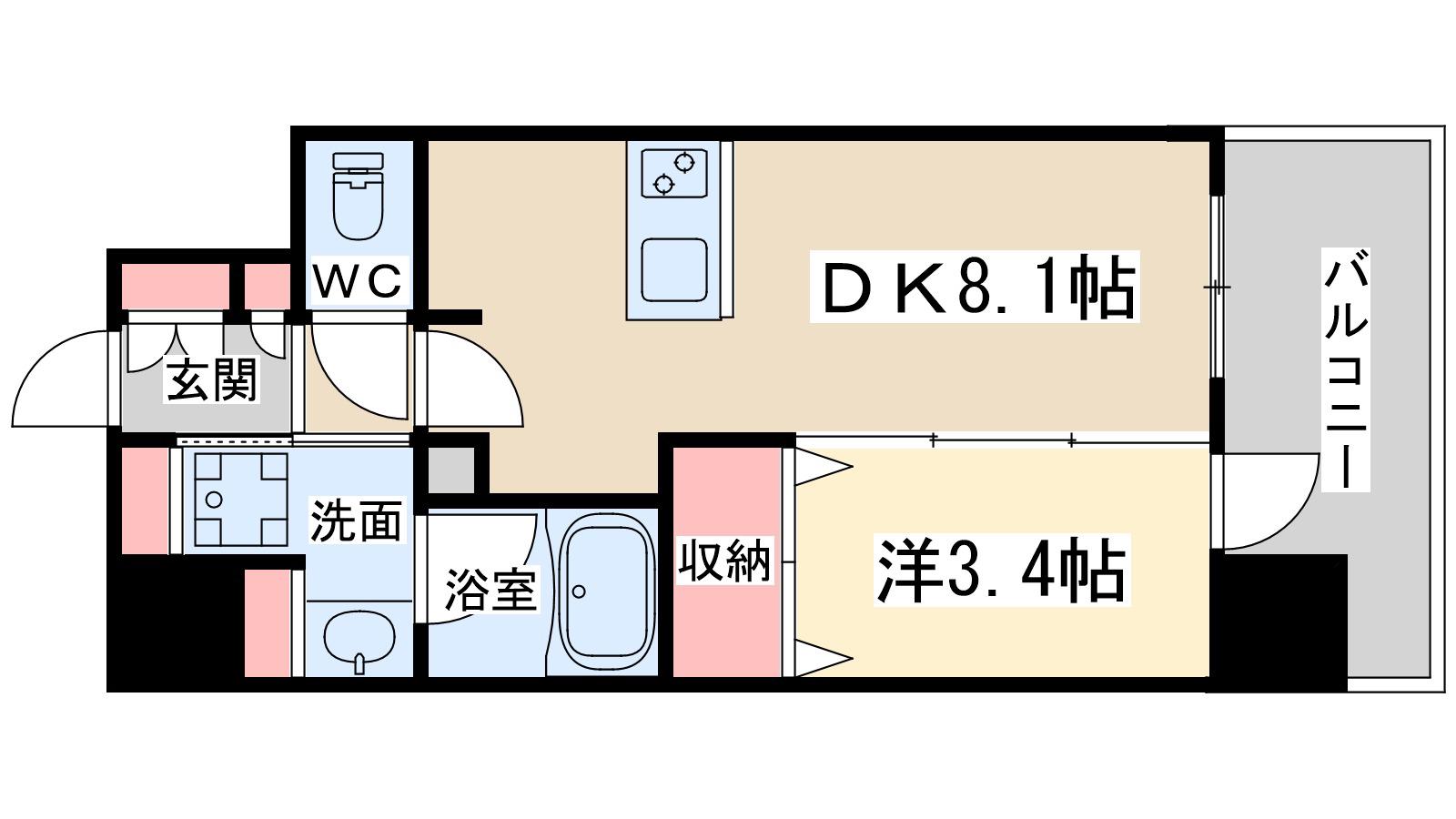 エステムコート梅田・天神橋Ⅳ ステーションフロント(1DK/3階)の間取り写真