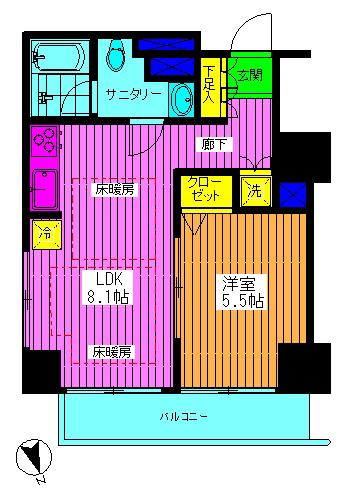 グローリオ十条(1LDK/4階)の間取り写真