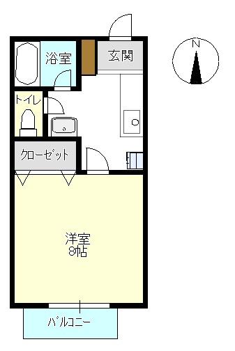 レイグランデ中庄(1K/1階)の間取り写真