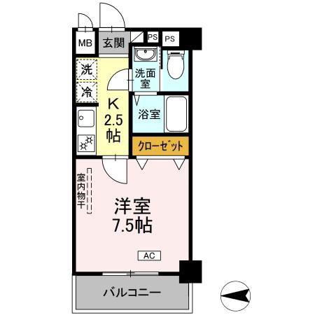 グランディール等々力(1K/3階)の間取り写真