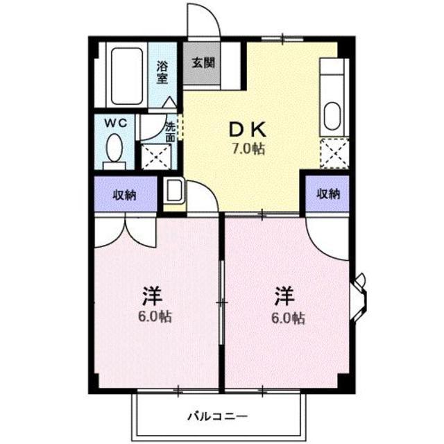 キャッスル神田川(2DK/2階)の間取り写真
