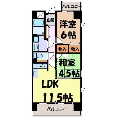 ロジェ新栄南(2LDK/11階)の間取り写真