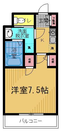 ハーベストファーム(1K/3階)の間取り写真