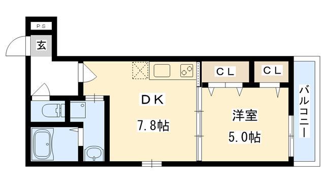 フジパレス中宮III番館(1DK/2階)の間取り写真