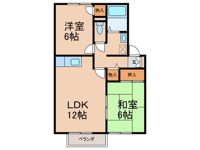 リヴィエール志免 D棟(2LDK/2階)の間取り写真